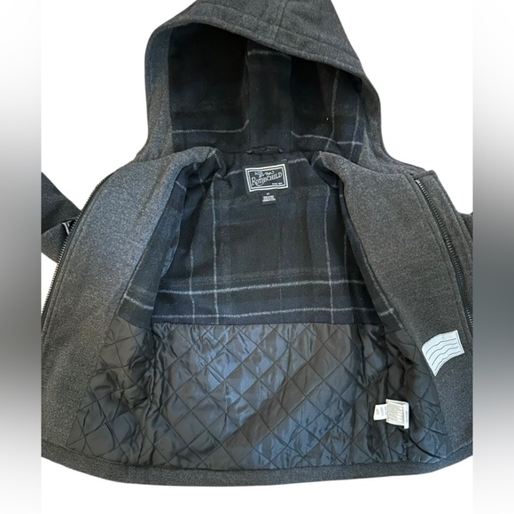 Rothschild & CO Charcoal Grey Hooded Wool Blend Toggle Dress Coat - Picture 6 of 10